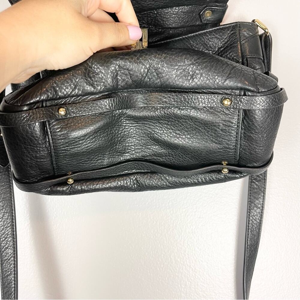 Mary Lai Leather Shoulder Crossbody Bag Front Flap Black - Picture 6 of 11